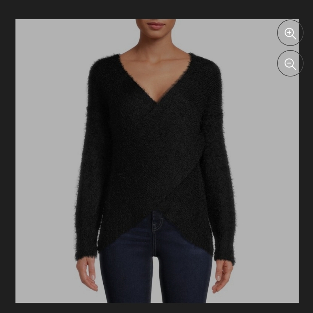 Inner Circle Crossfront Ladies Black Sweater *NWT*